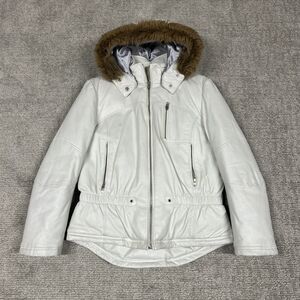 Wilson's Leather Maxima Coat Womens XL White Faux Fur Hooded Jacket Insulated